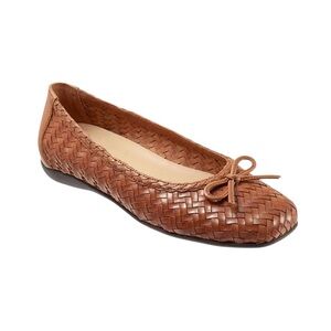 Trotters Gillian Woven Leather Bow Square Toe Ballet Flats